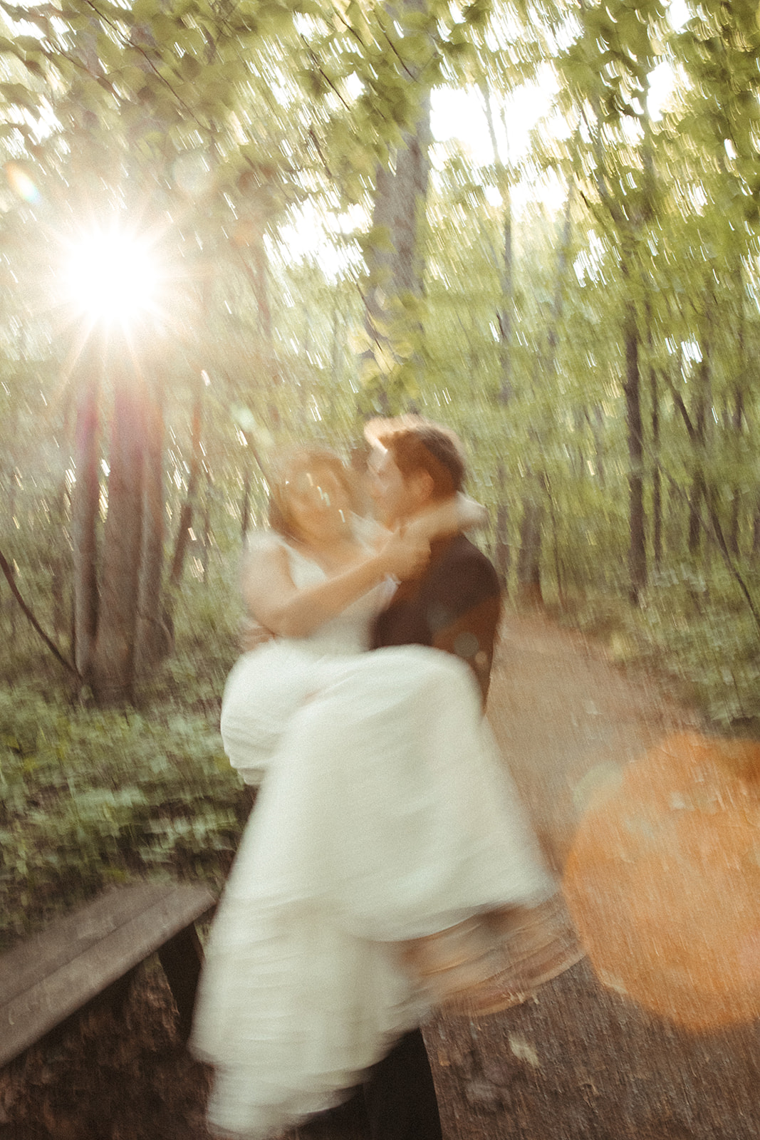blurry bride and groom portraits